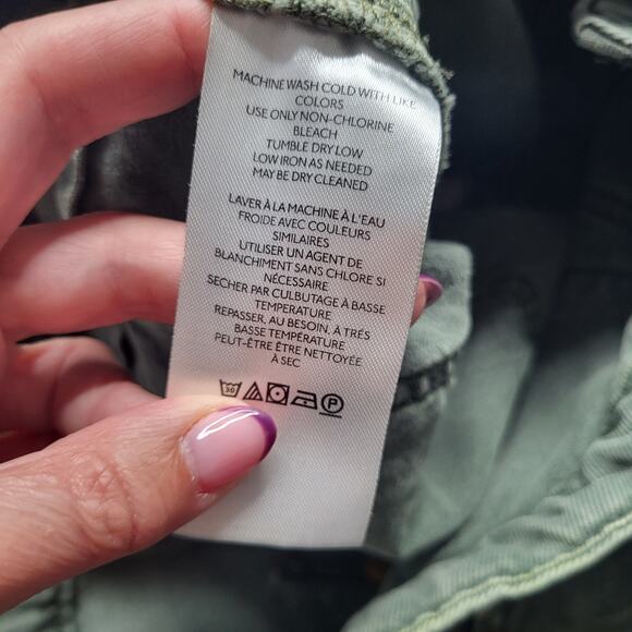 We the Free Beginner's Luck Slouch Button Fly Jean Shorts Olive Green Rolled 31 - Picture 11 of 11